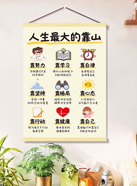 人生的靠山学生激励志自律挂画书房卧室床头墙贴客厅办公室装饰画