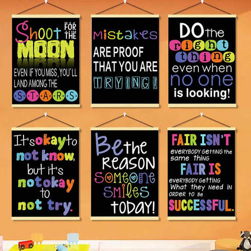 英语励志标语挂画教室课堂规则墙面装饰画growth mindset海报贴纸