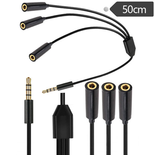 一分三延长线4级4节DC3.5公立体声分3个DC3.5母立体声音频线 50cm