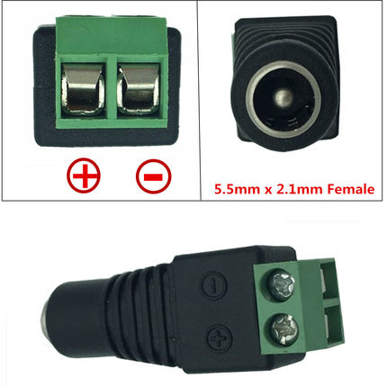 免焊型连接器DC5.5*2.1转接头监控配件 5521DC母头 DC转绿头
