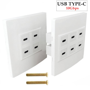 4口6口卡扣免焊3.1版本10GPBS速度USB Type-C面板墙插弱电插座
