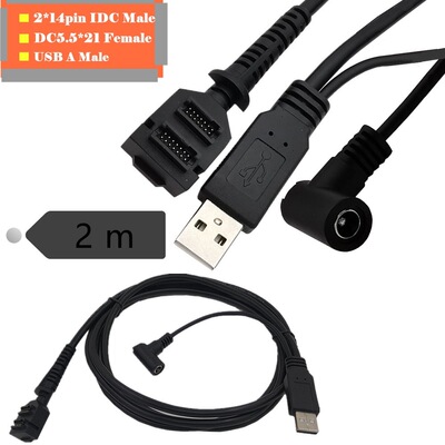 适用于Verifone惠尔丰扫描线双14pin IDC+DC5521母电源对USB2.0AM