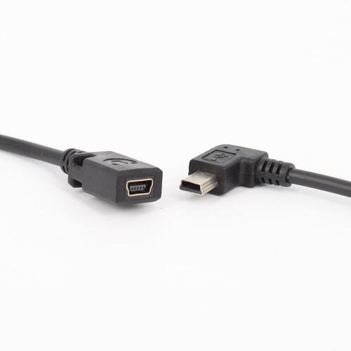 左弯头Mini USB公转母数据线 直角90°左弯迷你USB公对母延长线