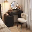 全实木烤漆梳妆台卧室现代简约轻奢小户型迷你黑化妆桌收纳柜一体