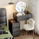 实木梳妆台卧室现代简约迷你小型法式 中古奶油风化妆桌收纳柜一体