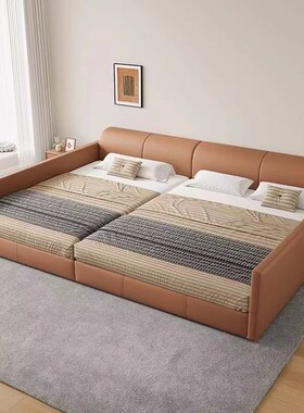 榻榻米床二胎家庭床亲子床一家四口现代简约双人床子母加宽超大床