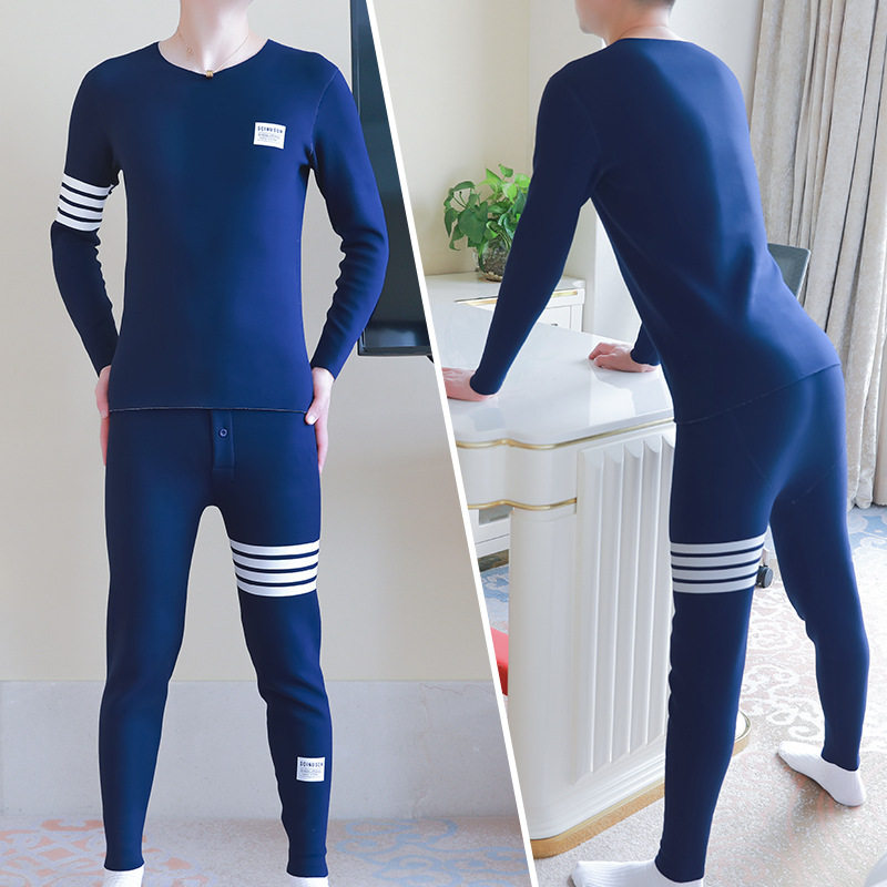 sqinusqn/狮奇诺男士加绒加厚内衣套装冬季舒适德绒保暖