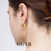 GGXR 博主fever同款 椭圆水滴耳环无耳洞耳夹