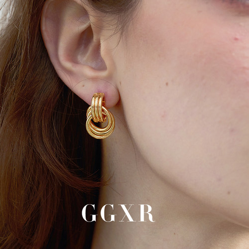 GGXR 高级感复古几何耳环无耳洞耳夹小众百搭通勤