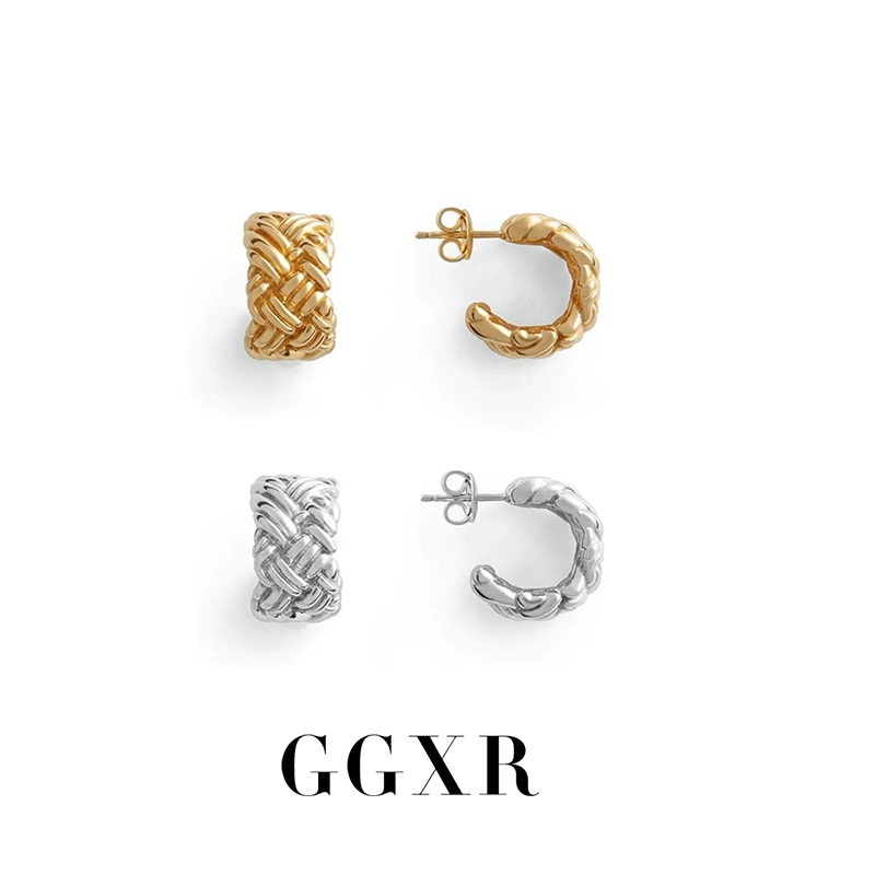 GGXR 高级感编织纹理耳环无耳洞耳夹轻奢小众
