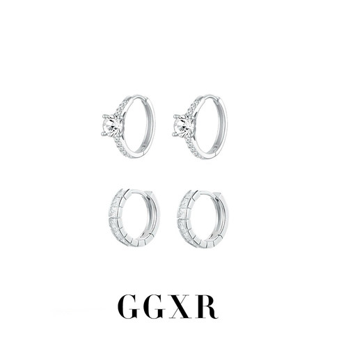 GGXR 满钻钻戒小hoop耳环无耳洞耳夹 泫雅同款小众设计感高级饰品