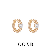 复古高级感玫瑰金爱心圈圈耳环无耳洞耳夹博主同款 GGXR 法式
