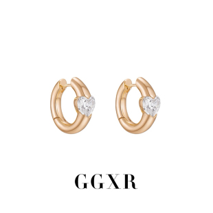 复古高级感玫瑰金爱心圈圈耳环无耳洞耳夹博主同款 GGXR 法式