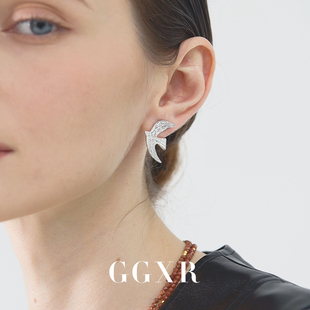 GGXR 欧美小众设计复古和平鸽耳环无耳洞耳夹Vintage风配饰新款
