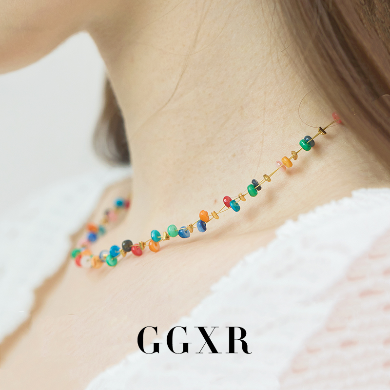 GGXR 度假风彩石贝壳项链锁骨链