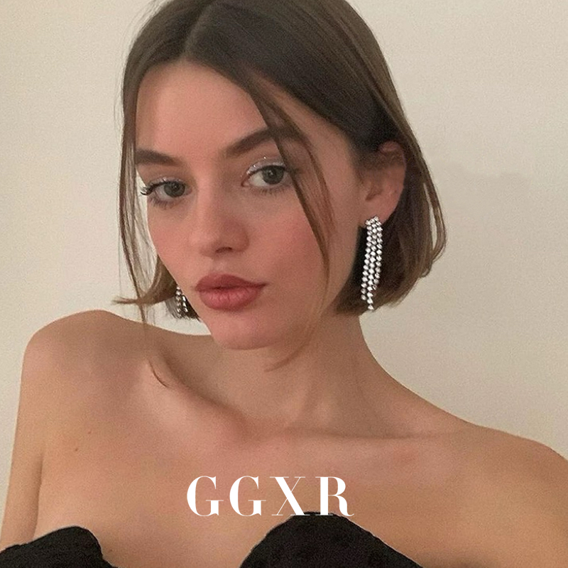 【新品】GGXR 长款流苏耳饰欧美气质无耳洞耳夹爆闪吸睛显脸小
