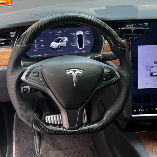 适用于特斯拉ModelX方向盘ModelS圆盘黑色白色内饰升级改装碳纤维