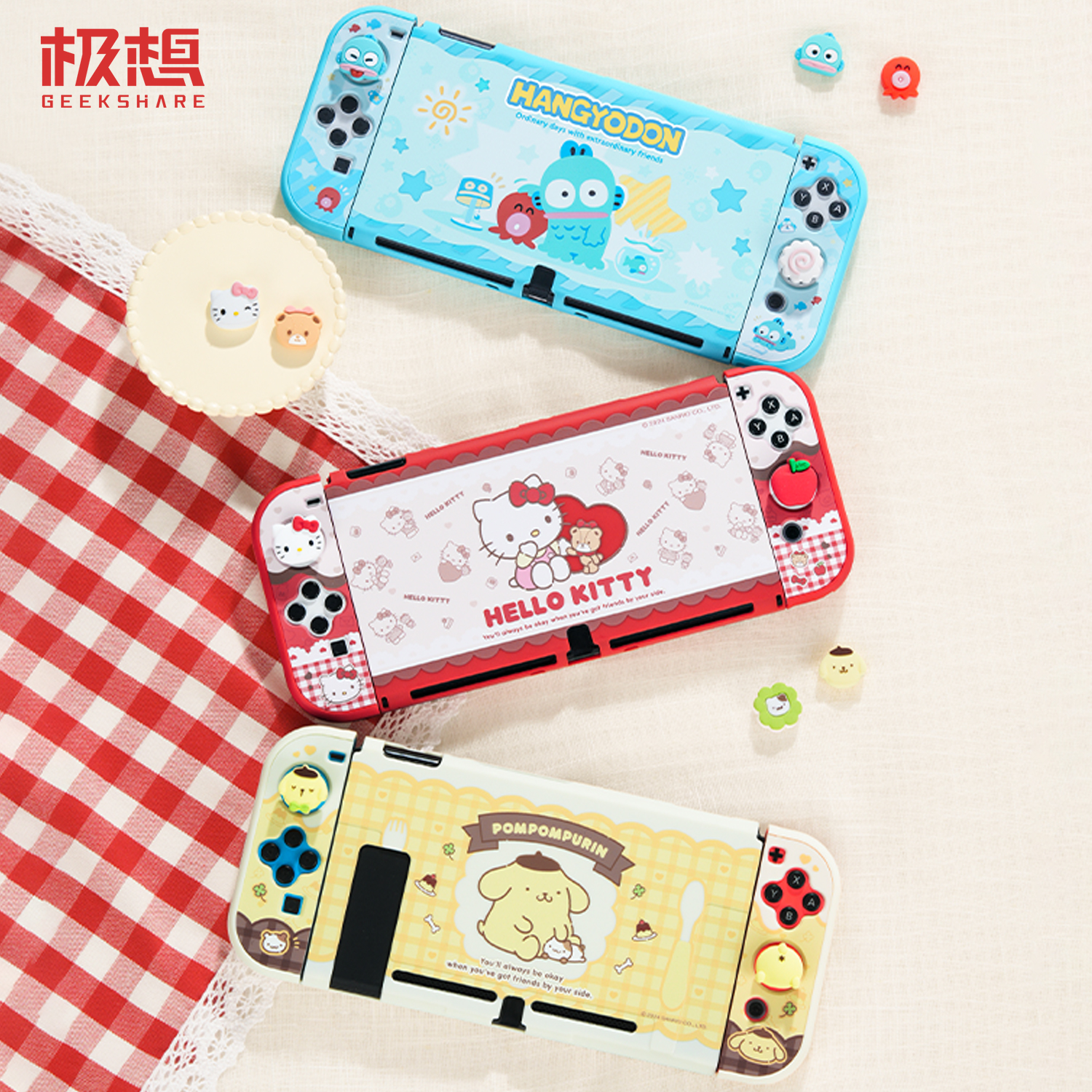 极想任天堂switch oled保护壳ns2代新款硬壳三丽鸥卡通手柄套装