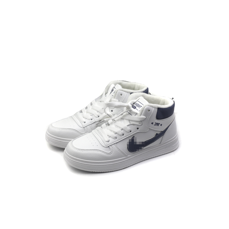 金佰川女鞋秋冬款深口高帮休闲板鞋圆头系带平跟加绒运动保暖潮