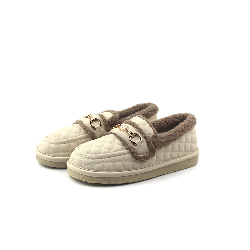 金佰川女鞋女士棉瓢洋气马衔扣复古外穿加厚保暖一脚蹬软底豆豆鞋