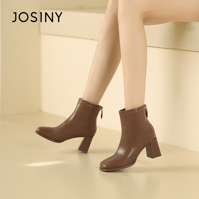 卓诗尼女鞋春季新款高跟鞋瘦瘦靴