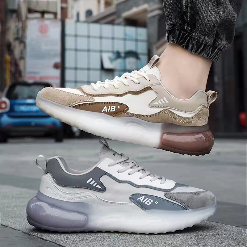 金佰川男鞋春秋款透气网面运动跑步休闲百搭爆米花老爹鞋防滑耐磨