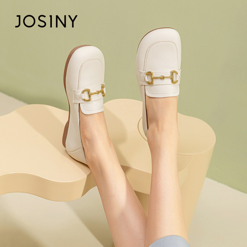 卓诗尼春秋季新款女士单鞋子圆头平底浅口一脚蹬乐福鞋休闲时装潮,女鞋,乐福鞋（豆豆鞋）,淘宝优惠券,粉丝福利购,淘宝优惠卷