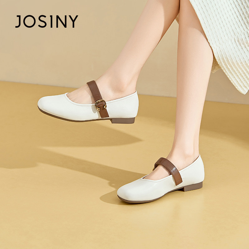 卓诗尼撤柜正品复古一字扣玛丽珍鞋女春秋款圆头平跟浅口单鞋百搭,女鞋,玛丽珍鞋,淘宝优惠券,粉丝福利购,淘宝优惠卷