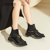 卓诗尼秋冬季 女士短筒靴子圆头平跟时装 休闲切尔西百搭通勤日常潮