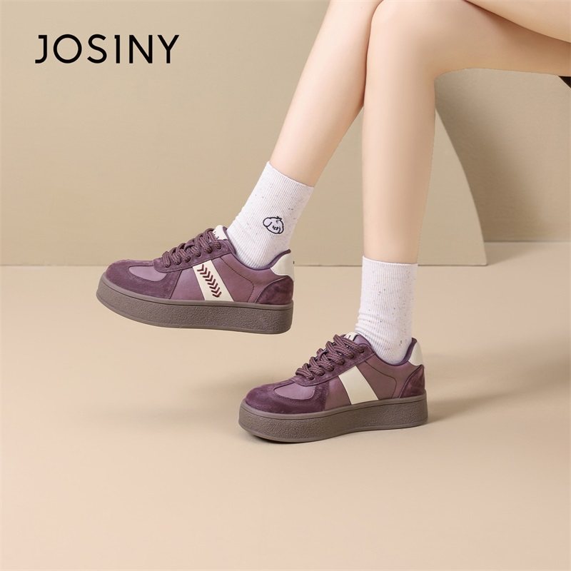 卓诗尼复古拼色厚底德训鞋女2025新款春秋系带百搭休闲板鞋圆头潮,女鞋,德训鞋,淘宝优惠券,粉丝福利购,淘宝优惠卷