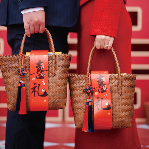 编织包喜庆结婚女伴娘伴手礼篮子
