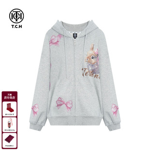 TCH轻奢烫钻潮牌休闲宽松百搭连帽卫衣外套男女同款 T75C17E9008