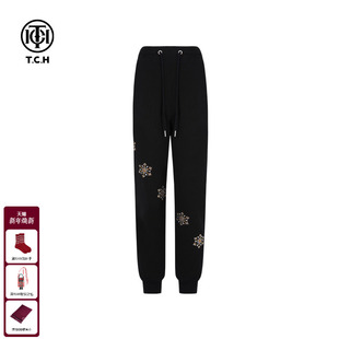 女束脚直筒休闲裤 百搭运动裤 女T75C20B1009 新款 TCH私服烫钻25秋季