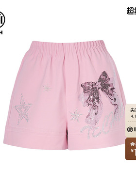 TCH烫钻高腰显瘦百搭宽松时尚气质休闲短裤女夏季T75B21E5146