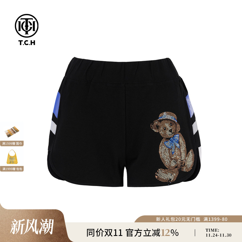 TCH私服小熊烫钻美式甜辣风时尚休闲短裤女25夏季新款T75C21B1001
