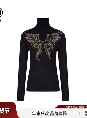 TCH25秋冬时尚烫钻黑色高领修身显瘦百搭打底针织衫女T75D09E1236
