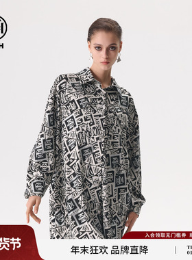 TCH轻奢夏季新款休闲时尚百搭满印logo衬衫T72A136020