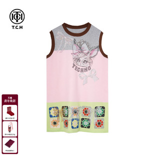 TCH私服烫钻马卡龙减龄百搭宽松显瘦洋气无袖 连衣裙女T75B30E5288