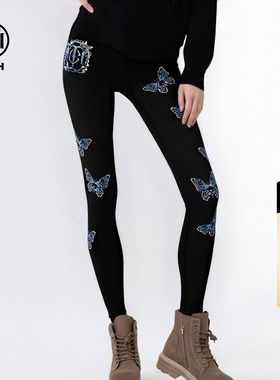 TCH轻奢烫钻时尚舒适瑜伽裤百搭设计感修身打底裤女T75C23E1001