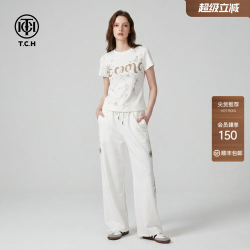 TCH潮牌烫钻阔短袖腿裤套装