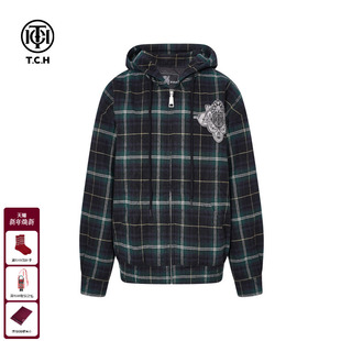 TCH轻奢潮牌烫钻格子保暖时尚 T75C27E9020 连帽夹克外套25秋冬新款