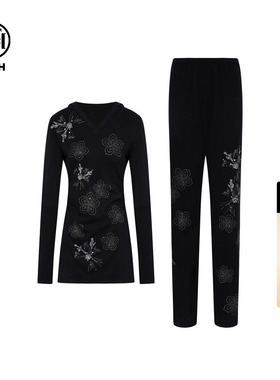 TCH烫钻设计感长袖T恤休闲裤时尚套装2026春季新款T75C07E1019