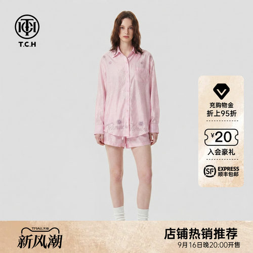 TCH慵懒风衬衫女宽松短裤两件套