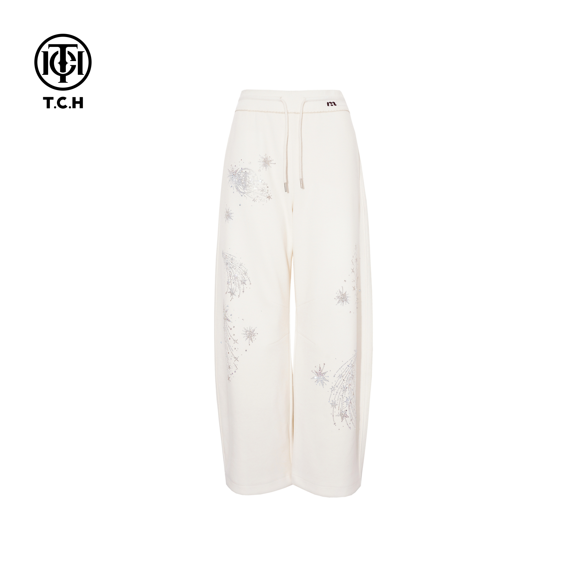 TCH私服慵懒烫钻加厚休闲高腰显瘦阔腿裤女25冬季新款T75D20E1070