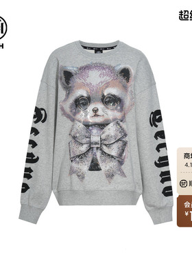 TCH轻奢卡通烫钻潮牌时尚休闲宽松圆领卫衣男女同款T75C11E9013