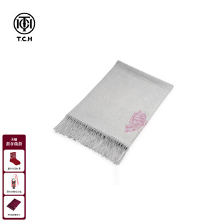 TCH私服烫钻2025秋冬时尚 百搭休闲灰色流苏围巾围脖女T75C45E1007