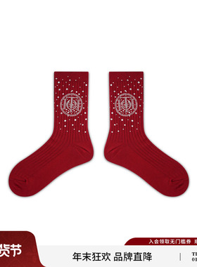 TCH本命年红色马到成功烫钻2026新年袜子保暖中筒长袜T75D55E1046