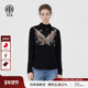 上衣女2026春款 TCH半高领修身 烫钻星翼黑色打底针织衫 T78A09E1079