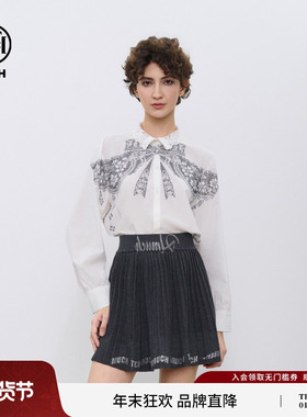 TCH私服时尚潮牌蝴蝶结烫钻休闲百搭衬衫秋冬新款T72C13E5004