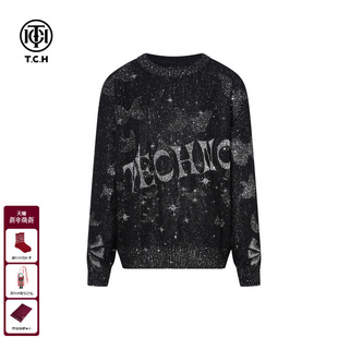 T72C09E5046 新款 TCH老钱风烫钻百搭马海毛宽松毛衣针织衫 2025冬季